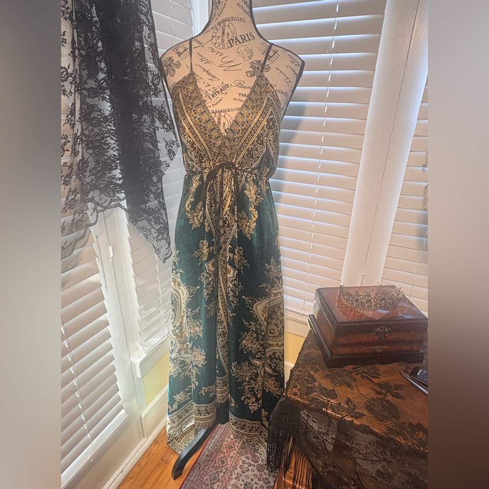 Silky Green and Gold  Dress